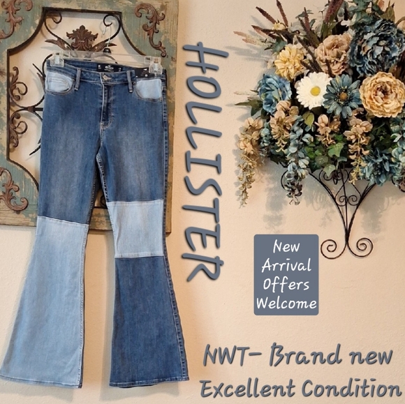 Hollister Denim - Hollister Blue Flare Patchwork Jeans Excellent Condition NWT Size 9